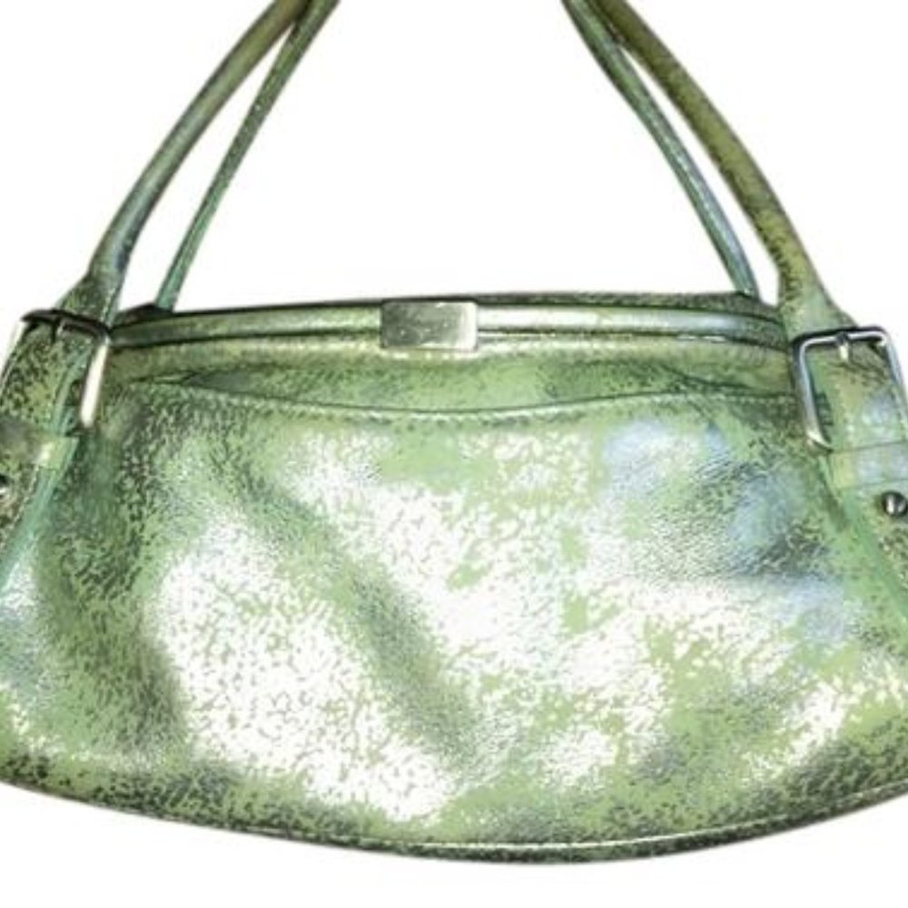 Vintage Kenneth Cole  green leather with Silver Speckles